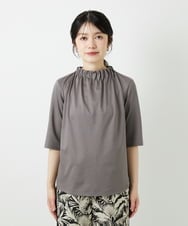 PHKGF29180 GEORGES RECH(小さいサイズ)(メゾン ドゥ サンク) タックフリルボトルネック5分袖カットソー ベージュ