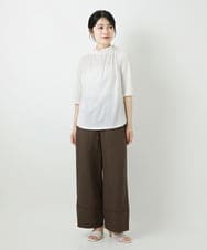 PHKGF29180 GEORGES RECH(小さいサイズ)(メゾン ドゥ サンク) タックフリルボトルネック5分袖カットソー ベージュ