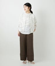 PHKGF29180 GEORGES RECH(小さいサイズ)(メゾン ドゥ サンク) タックフリルボトルネック5分袖カットソー ベージュ