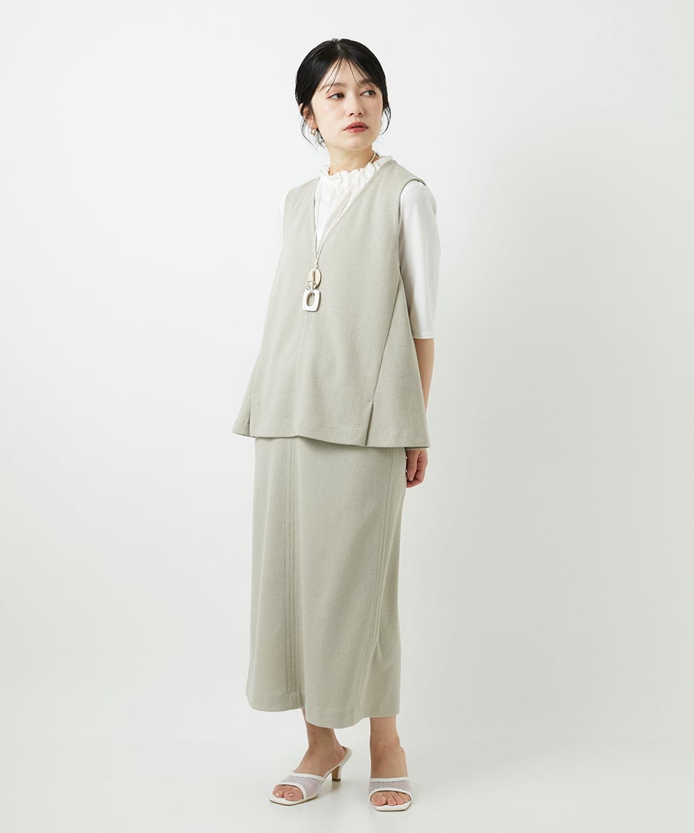 PHKGF29180 GEORGES RECH(小さいサイズ)(メゾン ドゥ サンク) タックフリルボトルネック5分袖カットソー ベージュ