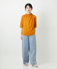 PHKGF29180 GEORGES RECH(小さいサイズ)(メゾン ドゥ サンク) タックフリルボトルネック5分袖カットソー ベージュ