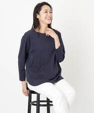 PHKGS08190 GEORGES RECH(小さいサイズ)(メゾン ドゥ サンク) 8分袖ラウンドヘム刺繍カットソー ネイビー