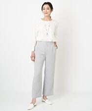 PHKGS08190 GEORGES RECH(小さいサイズ)(メゾン ドゥ サンク) 8分袖ラウンドヘム刺繍カットソー ベージュ