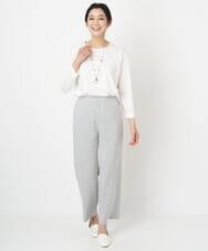 PHKGS08190 GEORGES RECH(小さいサイズ)(メゾン ドゥ サンク) 8分袖ラウンドヘム刺繍カットソー ベージュ