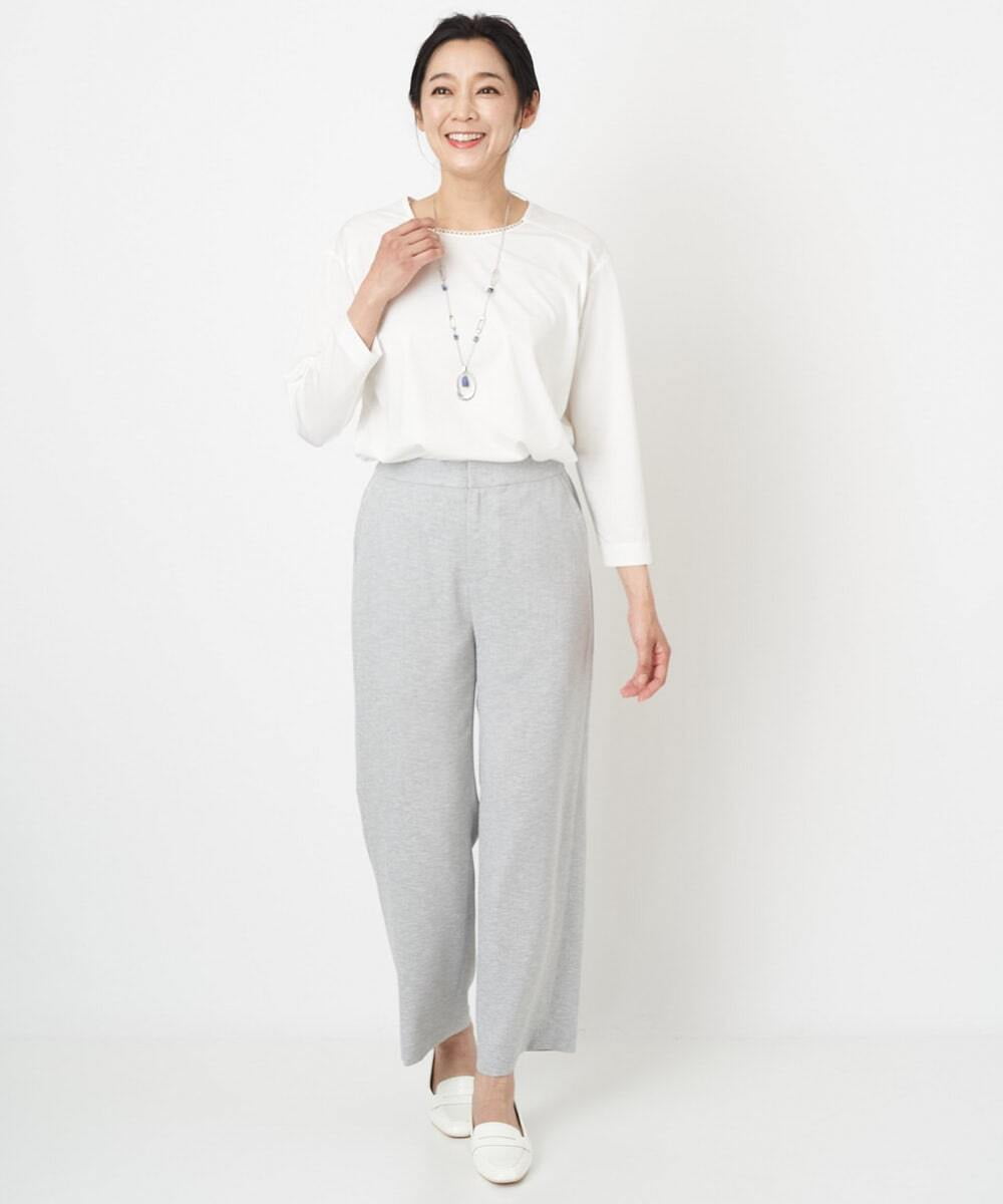 PHKGS08190 GEORGES RECH(小さいサイズ)(メゾン ドゥ サンク) 8分袖ラウンドヘム刺繍カットソー ベージュ