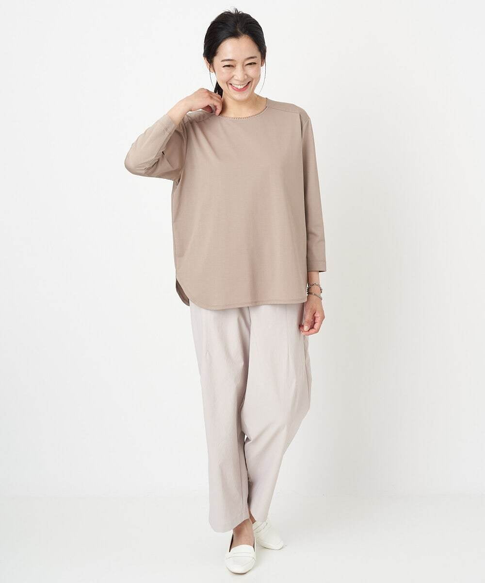 PHKGS08190 GEORGES RECH(小さいサイズ)(メゾン ドゥ サンク) 8分袖ラウンドヘム刺繍カットソー ベージュ