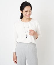 PHKGS08190 GEORGES RECH(小さいサイズ)(メゾン ドゥ サンク) 8分袖ラウンドヘム刺繍カットソー ベージュ