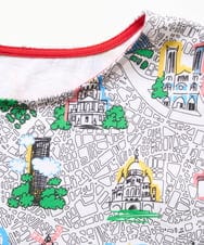 PHKGV16170 GEORGES RECH(小さいサイズ)(メゾン ドゥ サンク) PARIS MAPシルケット天竺カットソー ホワイト