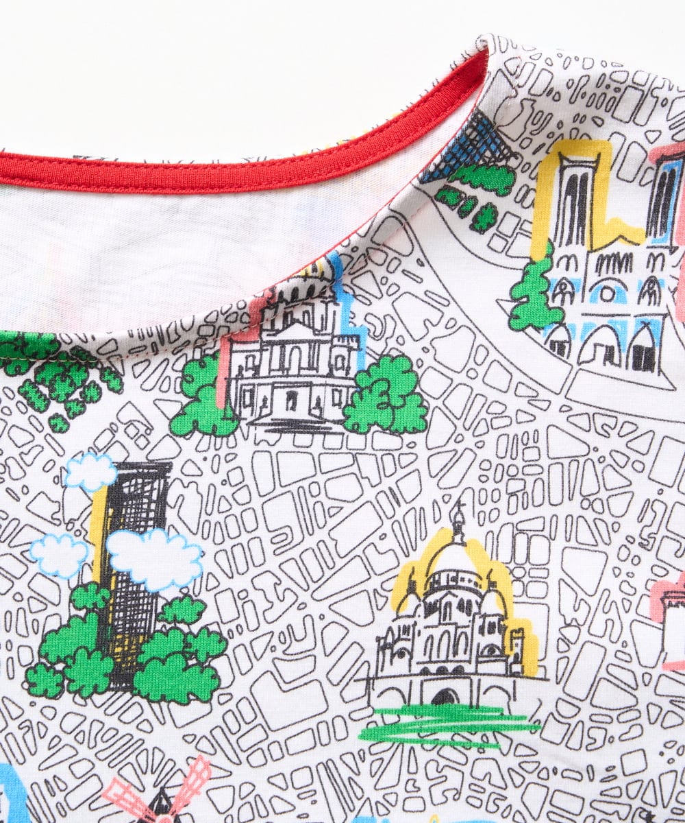 PHKGV16170 GEORGES RECH(小さいサイズ)(メゾン ドゥ サンク) PARIS MAPシルケット天竺カットソー ホワイト