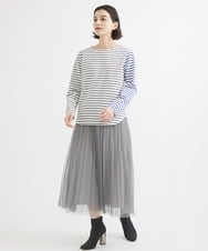 PHKGW37170 GEORGES RECH(小さいサイズ)(メゾン ドゥ サンク)  [日本製]配色デザインボーダーカットソー ブラックボーダー×ホワイトボーダー