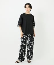 PHKHA58250 GEORGES RECH(小さいサイズ)(メゾン ドゥ サンク) チュールエンブロイダリー6分袖カットソー グリーン