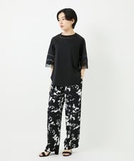 PHKHA58250 GEORGES RECH(小さいサイズ)(メゾン ドゥ サンク) チュールエンブロイダリー6分袖カットソー グリーン