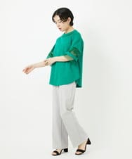 PHKHA58250 GEORGES RECH(小さいサイズ)(メゾン ドゥ サンク) チュールエンブロイダリー6分袖カットソー グリーン