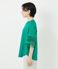 PHKHA58250 GEORGES RECH(小さいサイズ)(メゾン ドゥ サンク) チュールエンブロイダリー6分袖カットソー グリーン