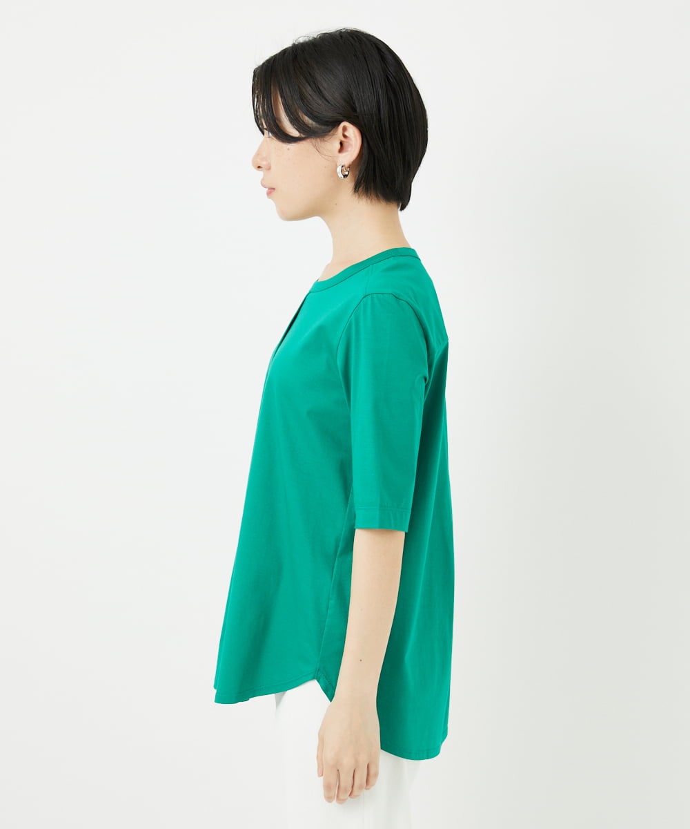PHKHA59180 GEORGES RECH(小さいサイズ)(メゾン ドゥ サンク) シルケット天竺ラウンドヘムロゴカットソー グリーン