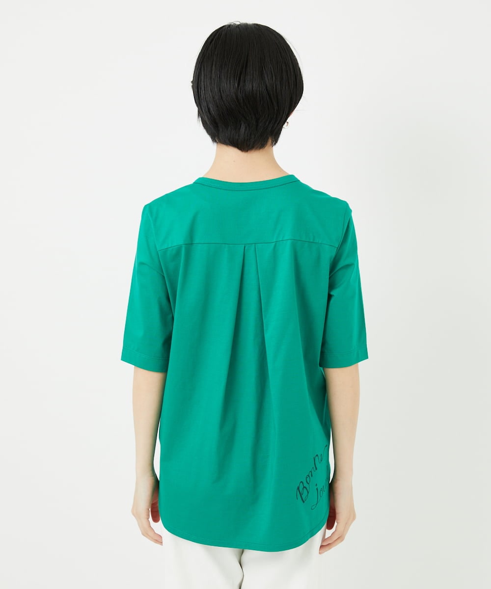 PHKHA59180 GEORGES RECH(小さいサイズ)(メゾン ドゥ サンク) シルケット天竺ラウンドヘムロゴカットソー グリーン