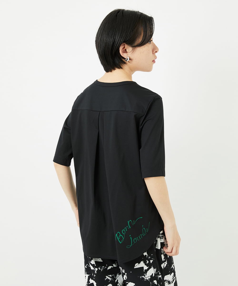 PHKHA59180 GEORGES RECH(小さいサイズ)(メゾン ドゥ サンク) シルケット天竺ラウンドヘムロゴカットソー グリーン