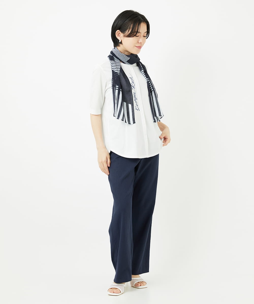 PHKHA59180 GEORGES RECH(小さいサイズ)(メゾン ドゥ サンク) シルケット天竺ラウンドヘムロゴカットソー グリーン