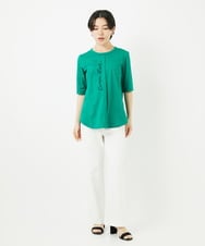 PHKHA59180 GEORGES RECH(小さいサイズ)(メゾン ドゥ サンク) シルケット天竺ラウンドヘムロゴカットソー グリーン