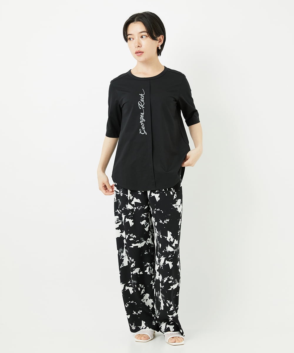 PHKHA59180 GEORGES RECH(小さいサイズ)(メゾン ドゥ サンク) シルケット天竺ラウンドヘムロゴカットソー グリーン