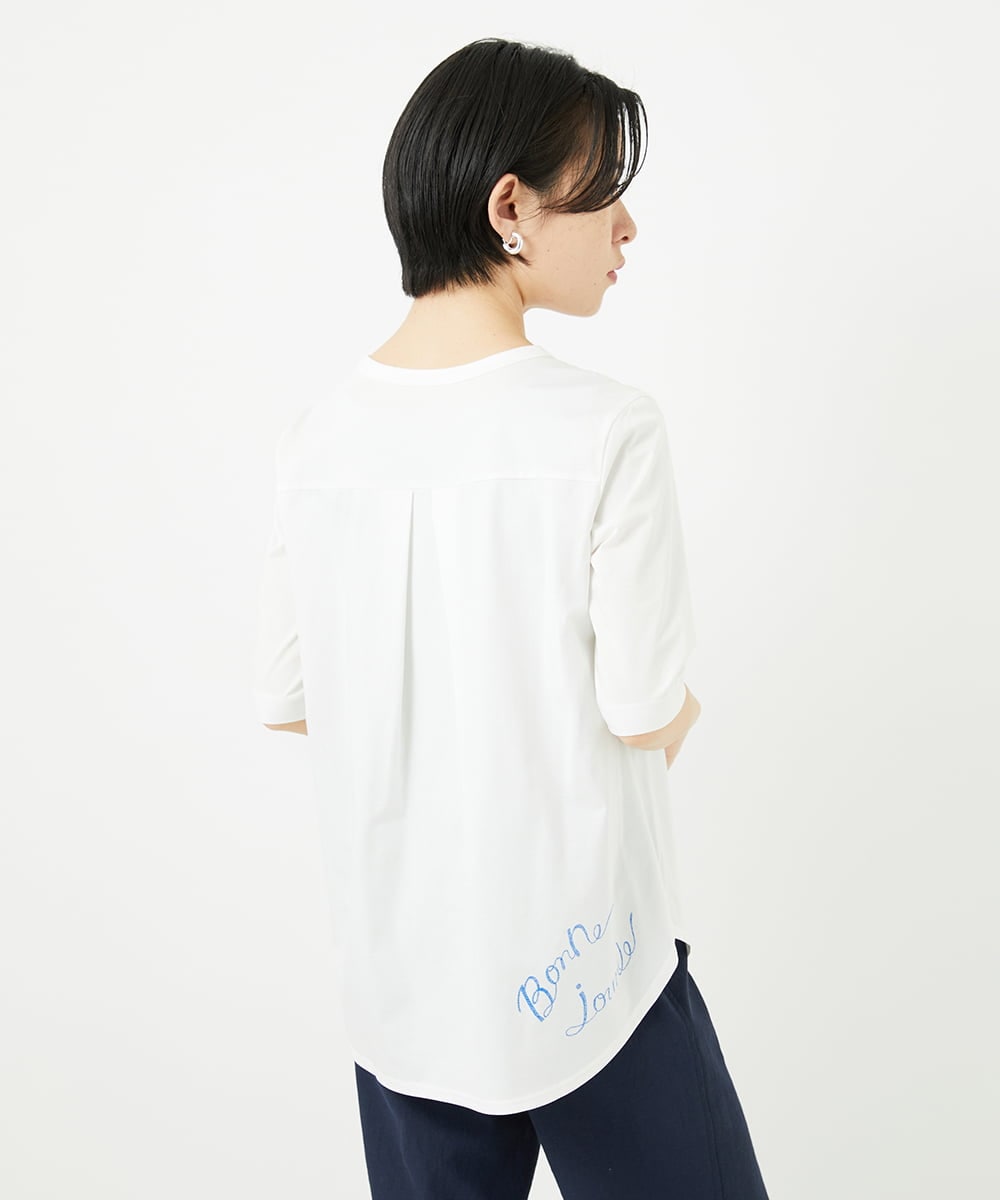 PHKHA59180 GEORGES RECH(小さいサイズ)(メゾン ドゥ サンク) シルケット天竺ラウンドヘムロゴカットソー グリーン