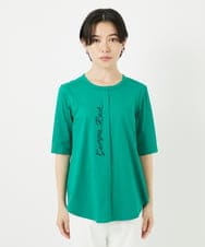 PHKHA59180 GEORGES RECH(小さいサイズ)(メゾン ドゥ サンク) シルケット天竺ラウンドヘムロゴカットソー グリーン