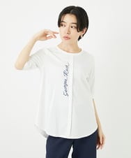 PHKHA59180 GEORGES RECH(小さいサイズ)(メゾン ドゥ サンク) シルケット天竺ラウンドヘムロゴカットソー ホワイト