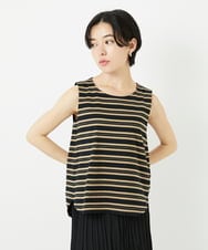 PHKHA67130 GEORGES RECH(小さいサイズ)(メゾン ドゥ サンク)  [日本製]マルチボーダーラメタンクトップ ベージュ