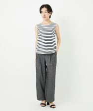 PHKHA67130 GEORGES RECH(小さいサイズ)(メゾン ドゥ サンク)  [日本製]マルチボーダーラメタンクトップ ホワイト