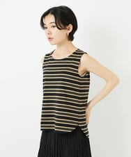 PHKHA67130 GEORGES RECH(小さいサイズ)(メゾン ドゥ サンク)  [日本製]マルチボーダーラメタンクトップ ホワイト