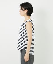 PHKHA67130 GEORGES RECH(小さいサイズ)(メゾン ドゥ サンク)  [日本製]マルチボーダーラメタンクトップ ホワイト