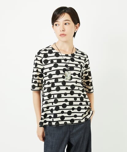 PHKHB08210 GEORGES RECH(小さいサイズ) ドライタッチドットボーダーカットソー