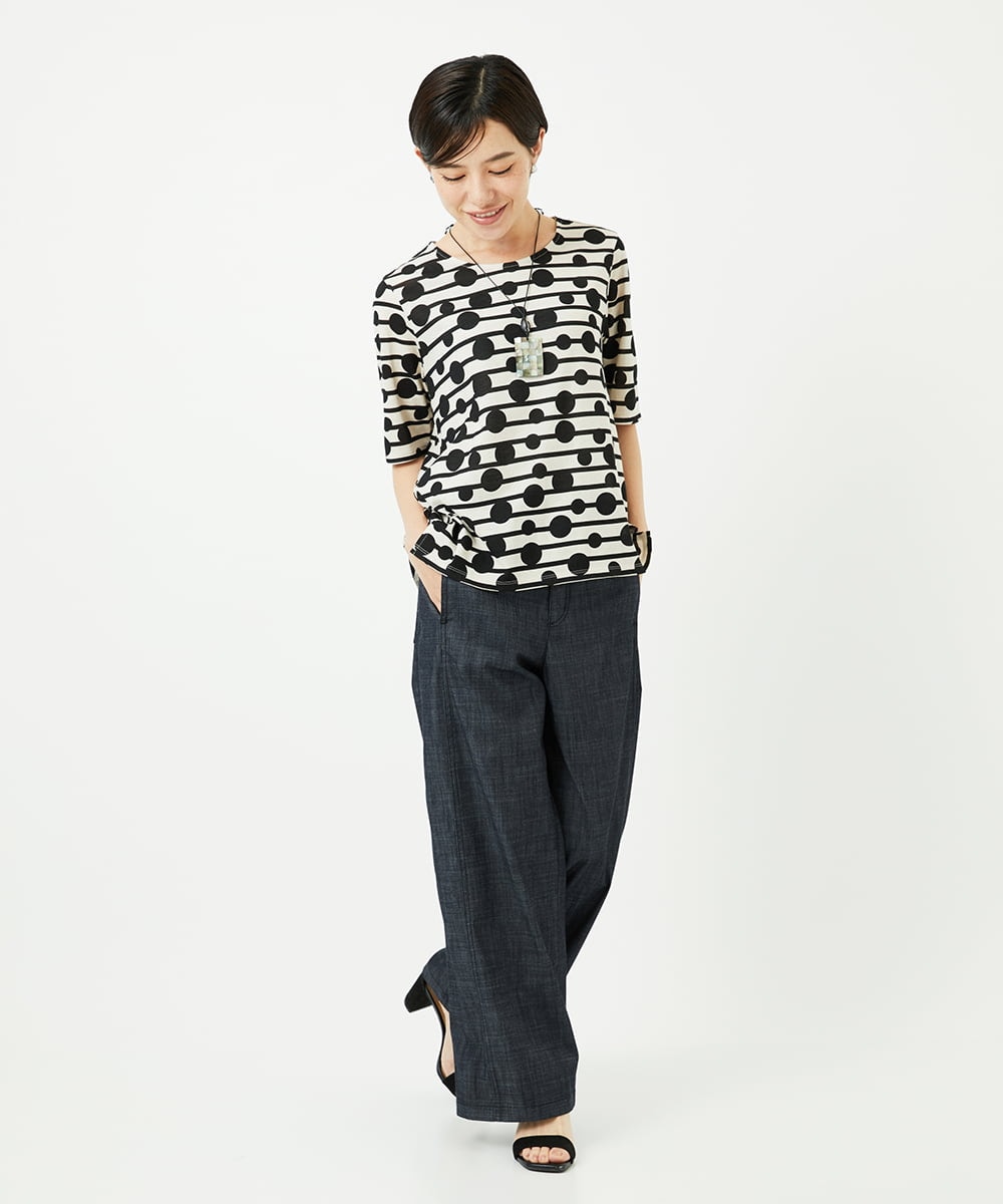 PHKHB08210 GEORGES RECH(小さいサイズ)(メゾン ドゥ サンク) ドライタッチドットボーダーカットソー ベージュ