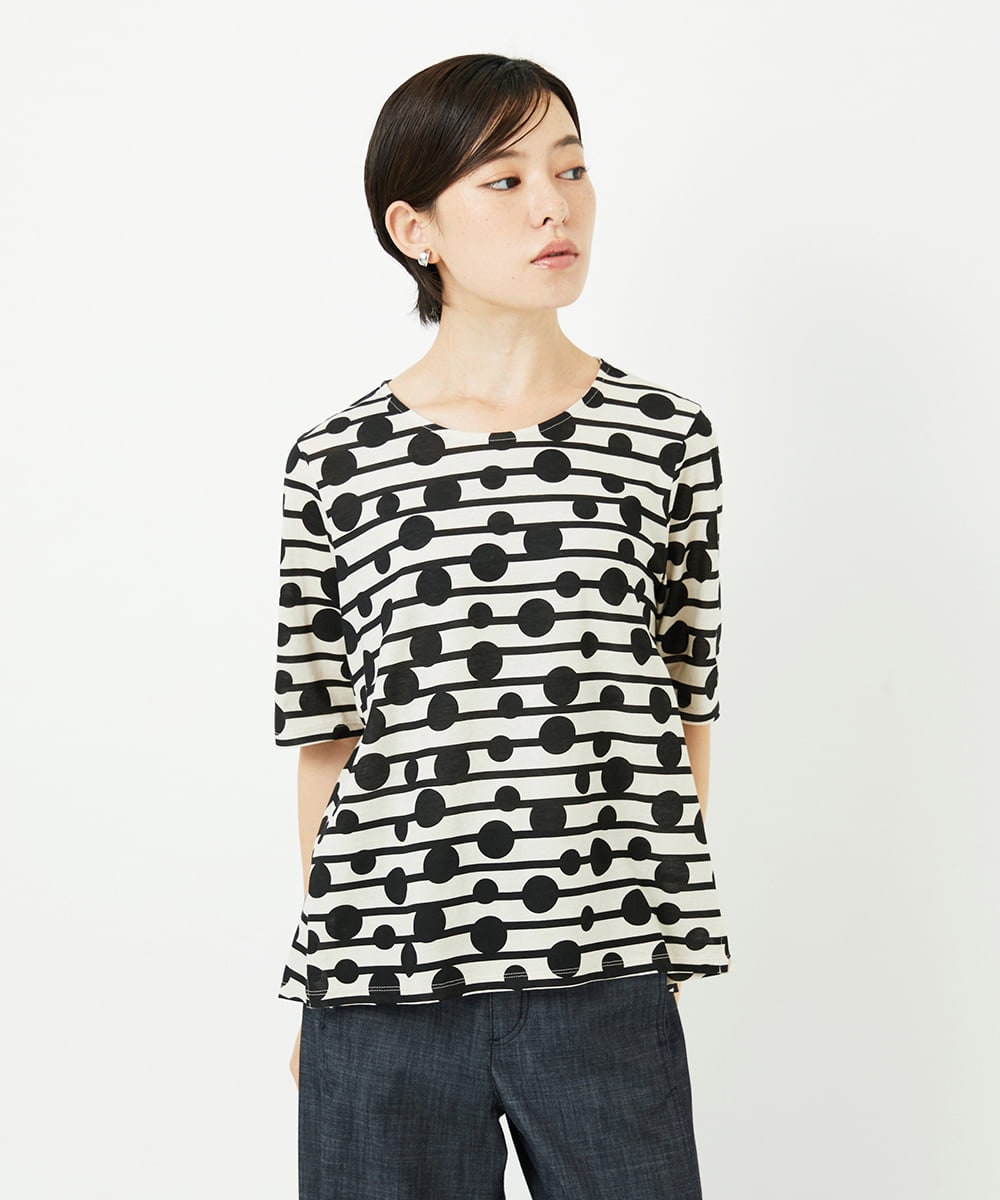 PHKHB08210 GEORGES RECH(小さいサイズ)(メゾン ドゥ サンク) ドライタッチドットボーダーカットソー ベージュ