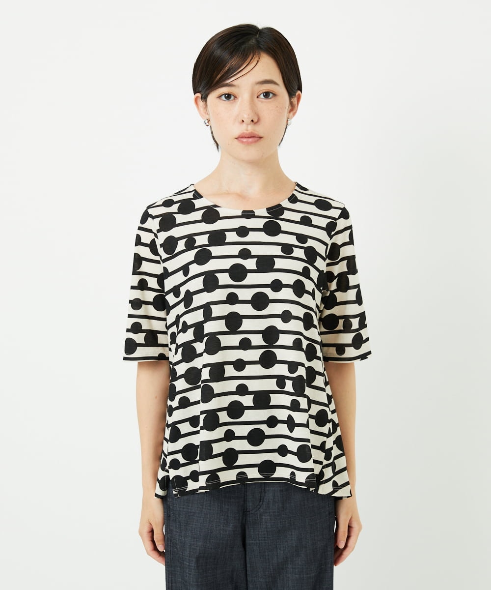 PHKHB08210 GEORGES RECH(小さいサイズ)(メゾン ドゥ サンク) ドライタッチドットボーダーカットソー ベージュ