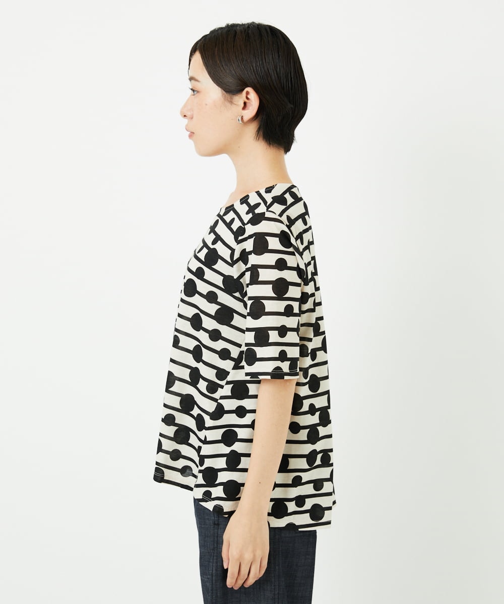 PHKHB08210 GEORGES RECH(小さいサイズ)(メゾン ドゥ サンク) ドライタッチドットボーダーカットソー ベージュ