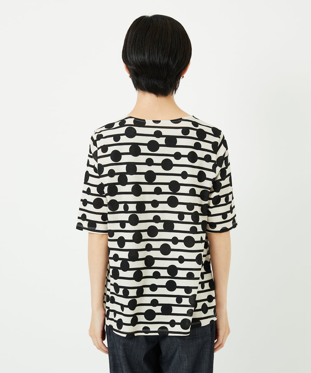 PHKHB08210 GEORGES RECH(小さいサイズ)(メゾン ドゥ サンク) ドライタッチドットボーダーカットソー ベージュ