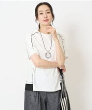 PHKHB10240 GEORGES RECH(小さいサイズ)(メゾン ドゥ サンク) [接触冷感/紫外線防止/速乾/遮熱/]メロウラインカットソー ホワイト