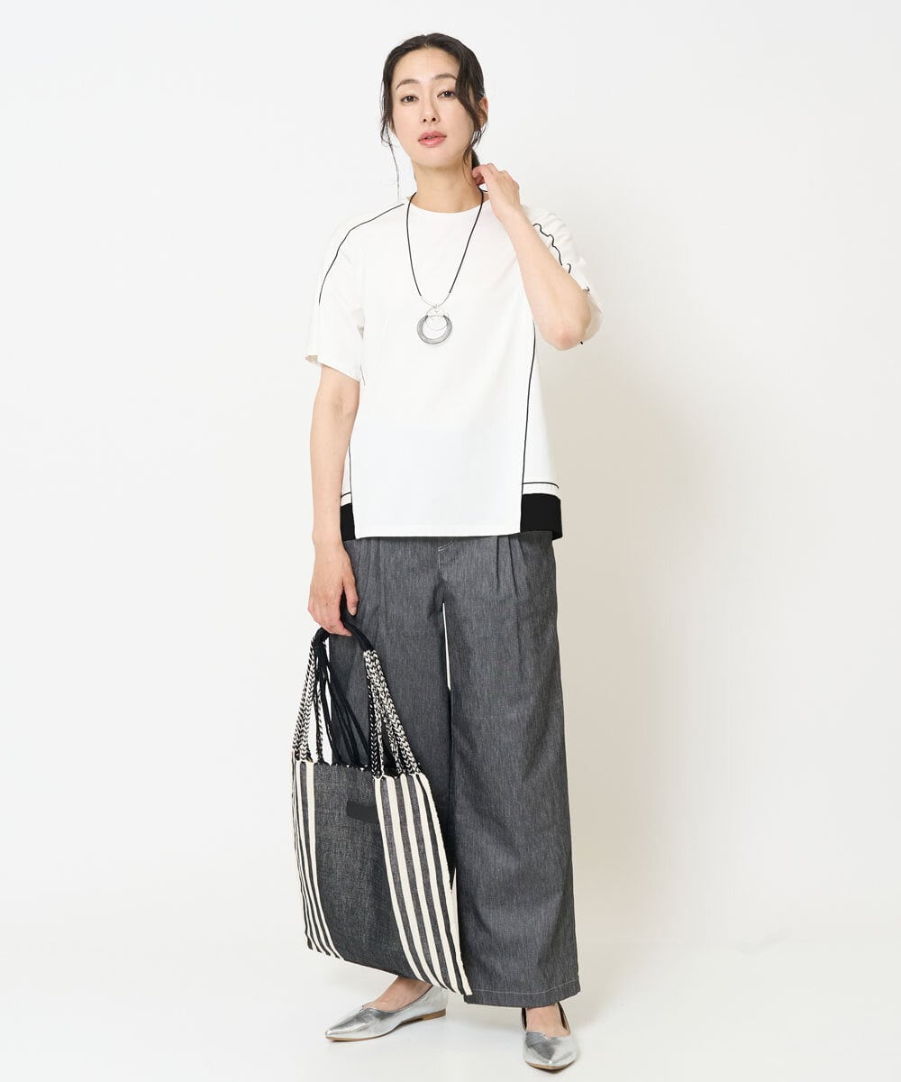 PHKHB10240 GEORGES RECH(小さいサイズ)(メゾン ドゥ サンク) [接触冷感/紫外線防止/速乾/遮熱/]メロウラインカットソー ホワイト