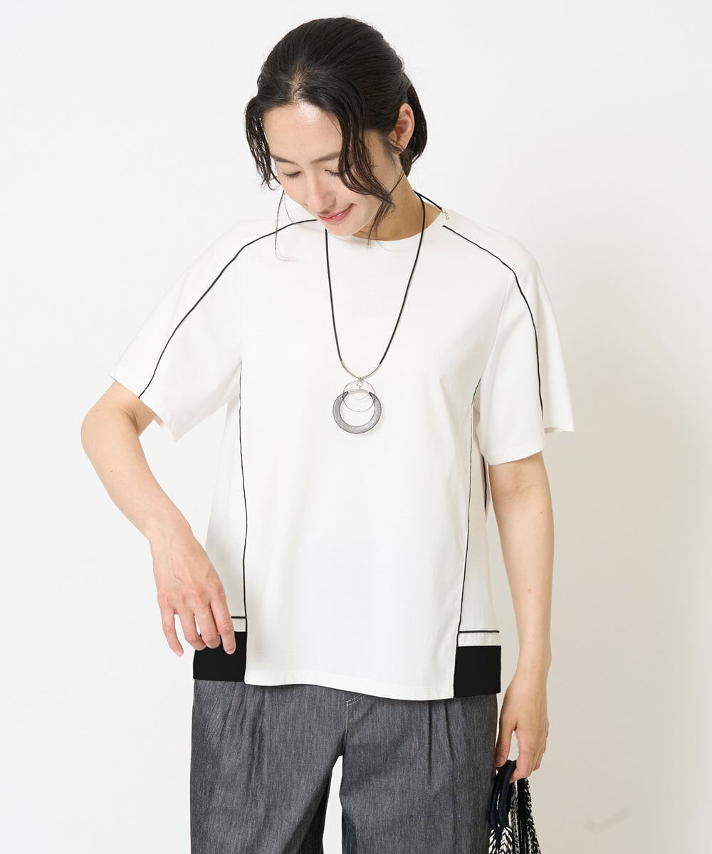 PHKHB10240 GEORGES RECH(小さいサイズ)(メゾン ドゥ サンク) [接触冷感/紫外線防止/速乾/遮熱/]メロウラインカットソー ホワイト