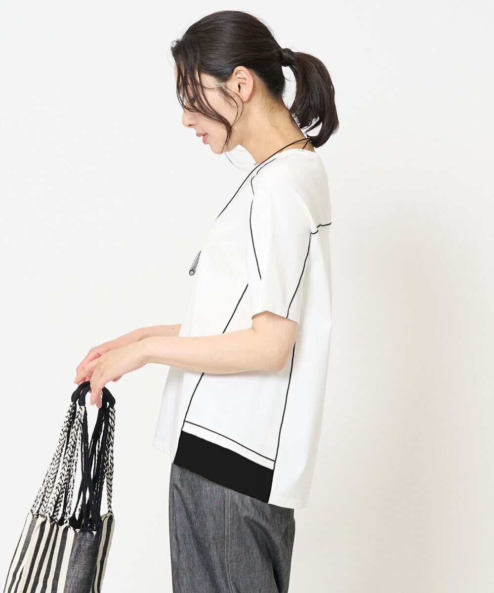 PHKHB10240 GEORGES RECH(小さいサイズ)(メゾン ドゥ サンク) [接触冷感/紫外線防止/速乾/遮熱/]メロウラインカットソー ホワイト