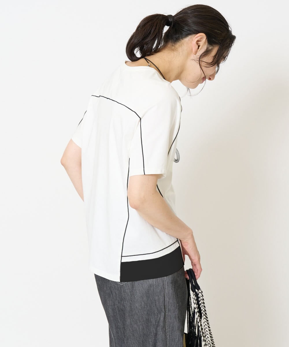 PHKHB10240 GEORGES RECH(小さいサイズ)(メゾン ドゥ サンク) [接触冷感/紫外線防止/速乾/遮熱/]メロウラインカットソー ホワイト