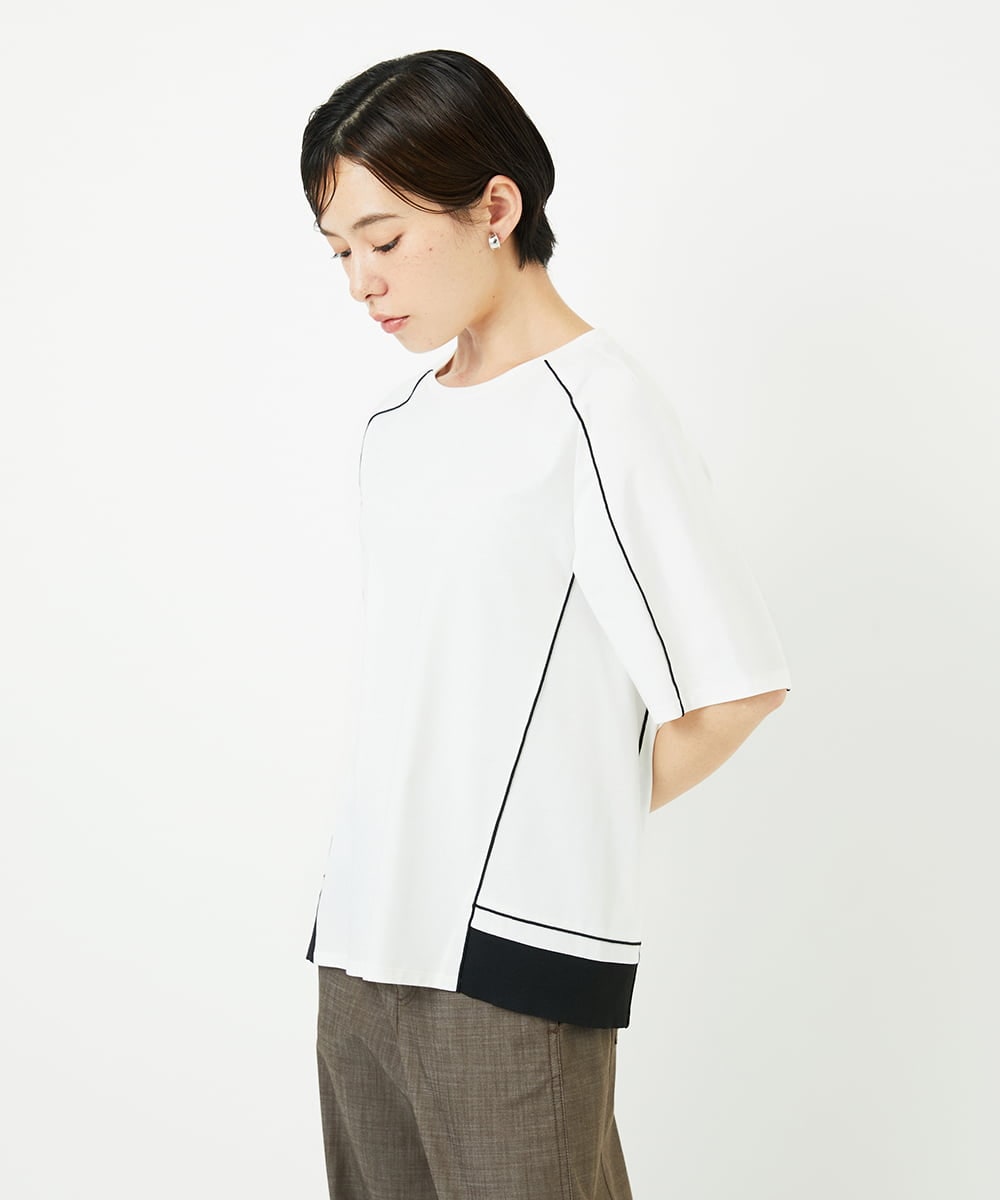 PHKHB10240 GEORGES RECH(小さいサイズ)(メゾン ドゥ サンク) [接触冷感/紫外線カット/速乾/遮熱]メロウラインカットソー ホワイト