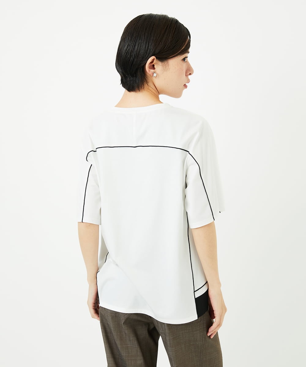 PHKHB10240 GEORGES RECH(小さいサイズ)(メゾン ドゥ サンク) [接触冷感/紫外線カット/速乾/遮熱]メロウラインカットソー ホワイト