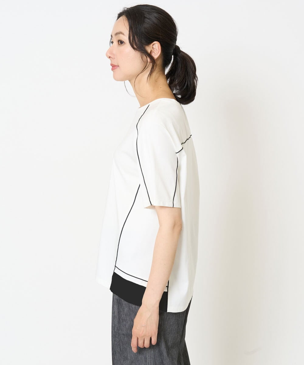 PHKHB10240 GEORGES RECH(小さいサイズ)(メゾン ドゥ サンク) [接触冷感/紫外線防止/速乾/遮熱/]メロウラインカットソー ホワイト