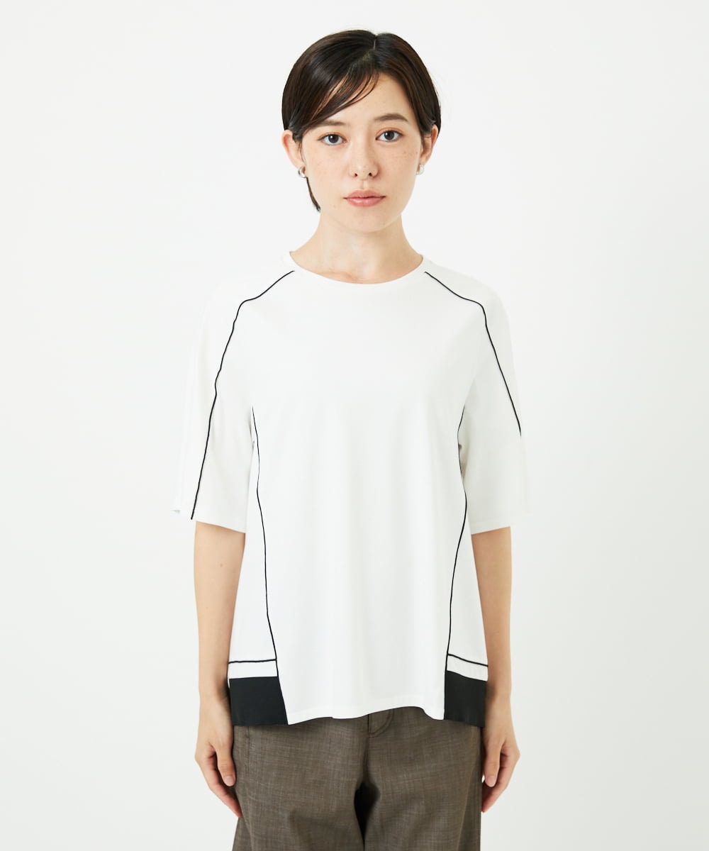 PHKHB10240 GEORGES RECH(小さいサイズ)(メゾン ドゥ サンク) [接触冷感/紫外線カット/速乾/遮熱]メロウラインカットソー ホワイト