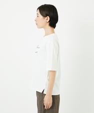 PHKHB11190 GEORGES RECH(小さいサイズ)(メゾン ドゥ サンク)  [接触冷感/紫外線カット/遮熱]プレーティングスルケットロゴカットソー ホワイト