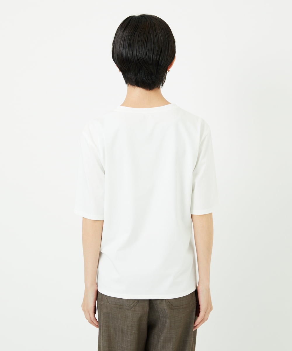 PHKHB11190 GEORGES RECH(小さいサイズ)(メゾン ドゥ サンク)  [接触冷感/紫外線カット/遮熱]プレーティングスルケットロゴカットソー ホワイト