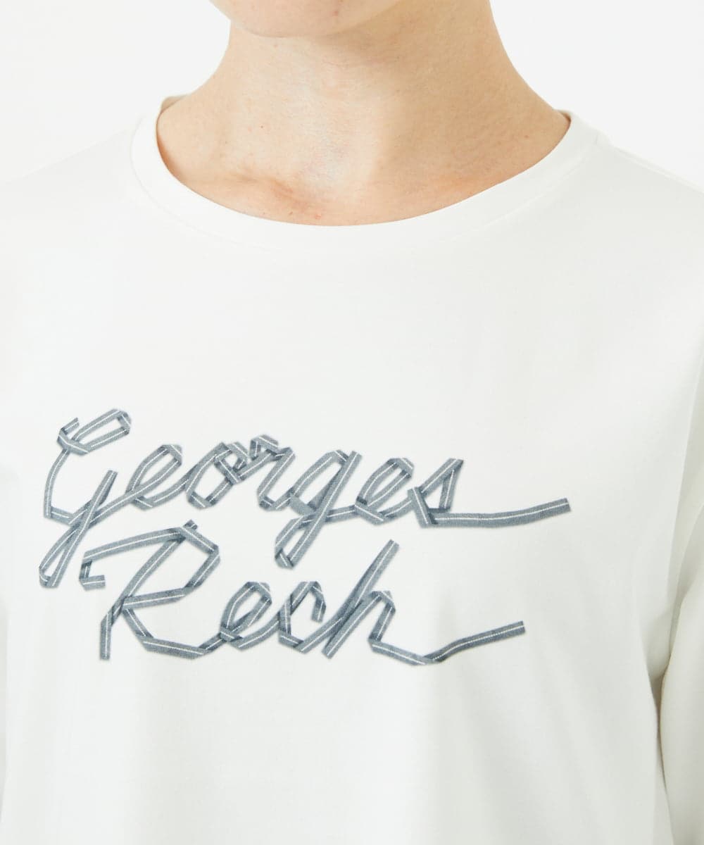 PHKHB11190 GEORGES RECH(小さいサイズ)(メゾン ドゥ サンク)  [接触冷感/紫外線カット/遮熱]プレーティングスルケットロゴカットソー ホワイト