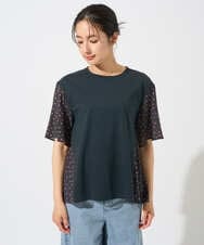 PHKHD43230 GEORGES RECH(小さいサイズ)(メゾン ドゥ サンク) スクエアドットフレアカットソー ネイビー